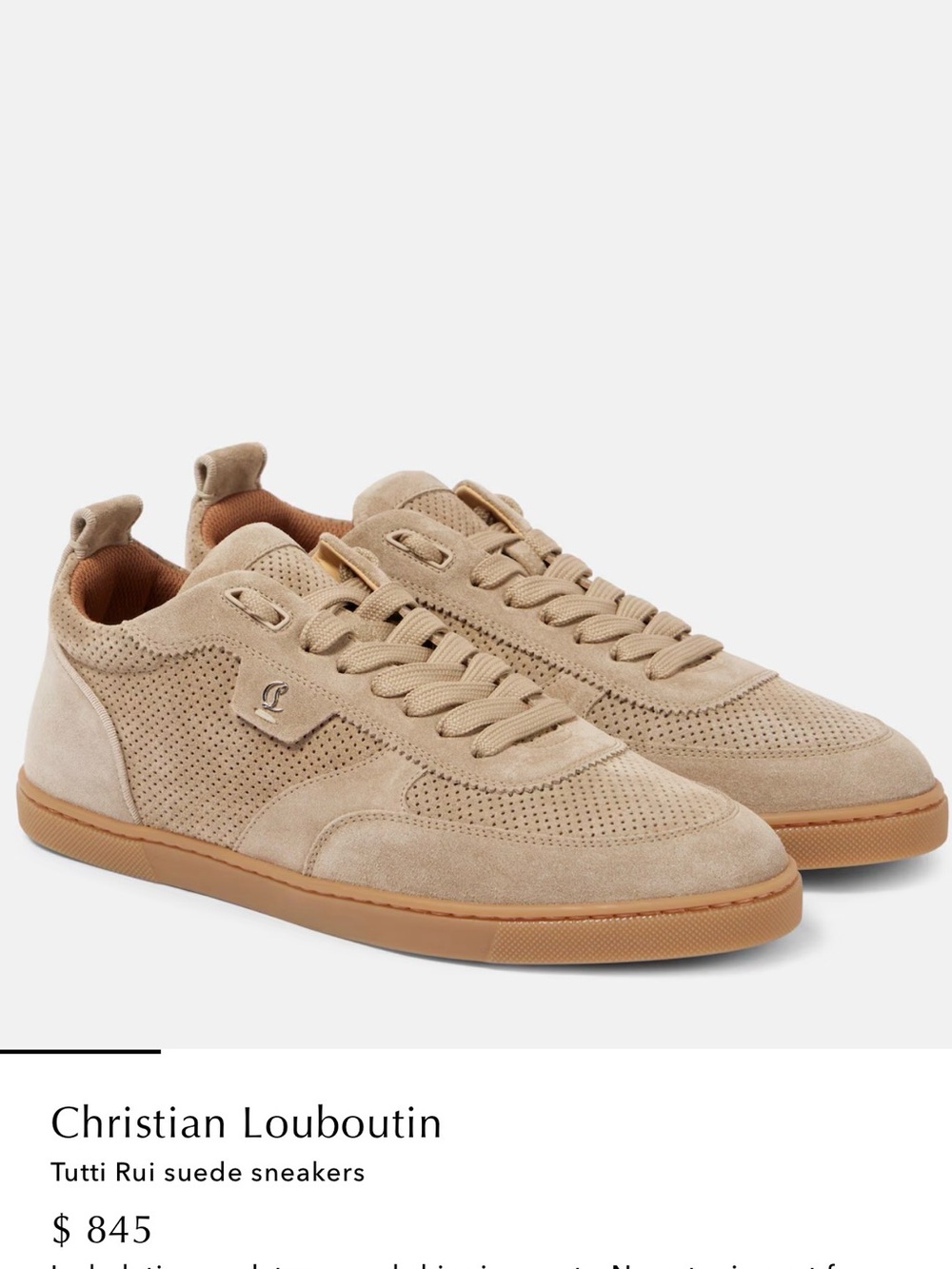 Christian Louboutin Tutti Rui Suede Sneakers in Tan